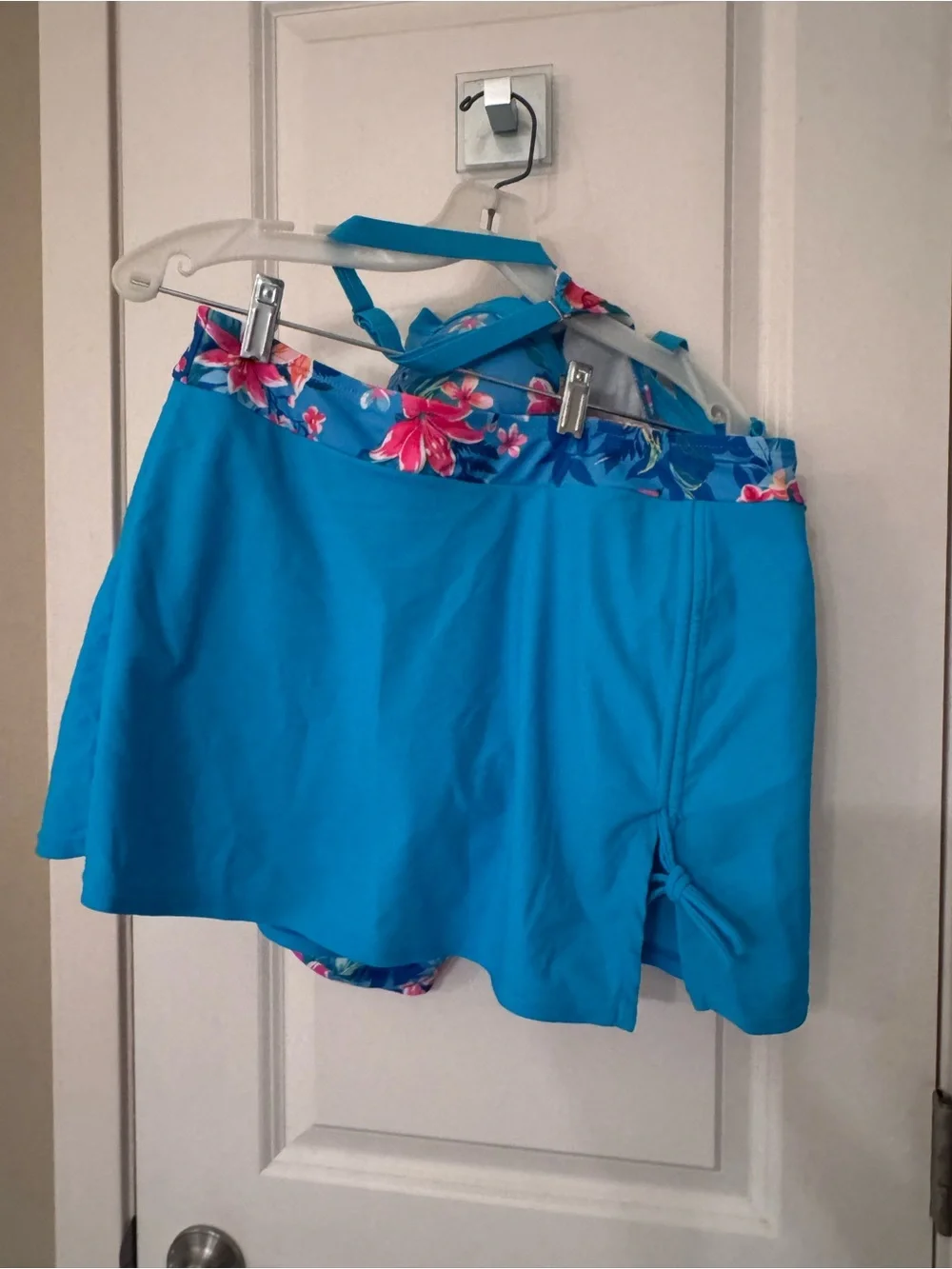 Swim swimsuit Blue Floral Adjustable-Strap Tankini Top & skort